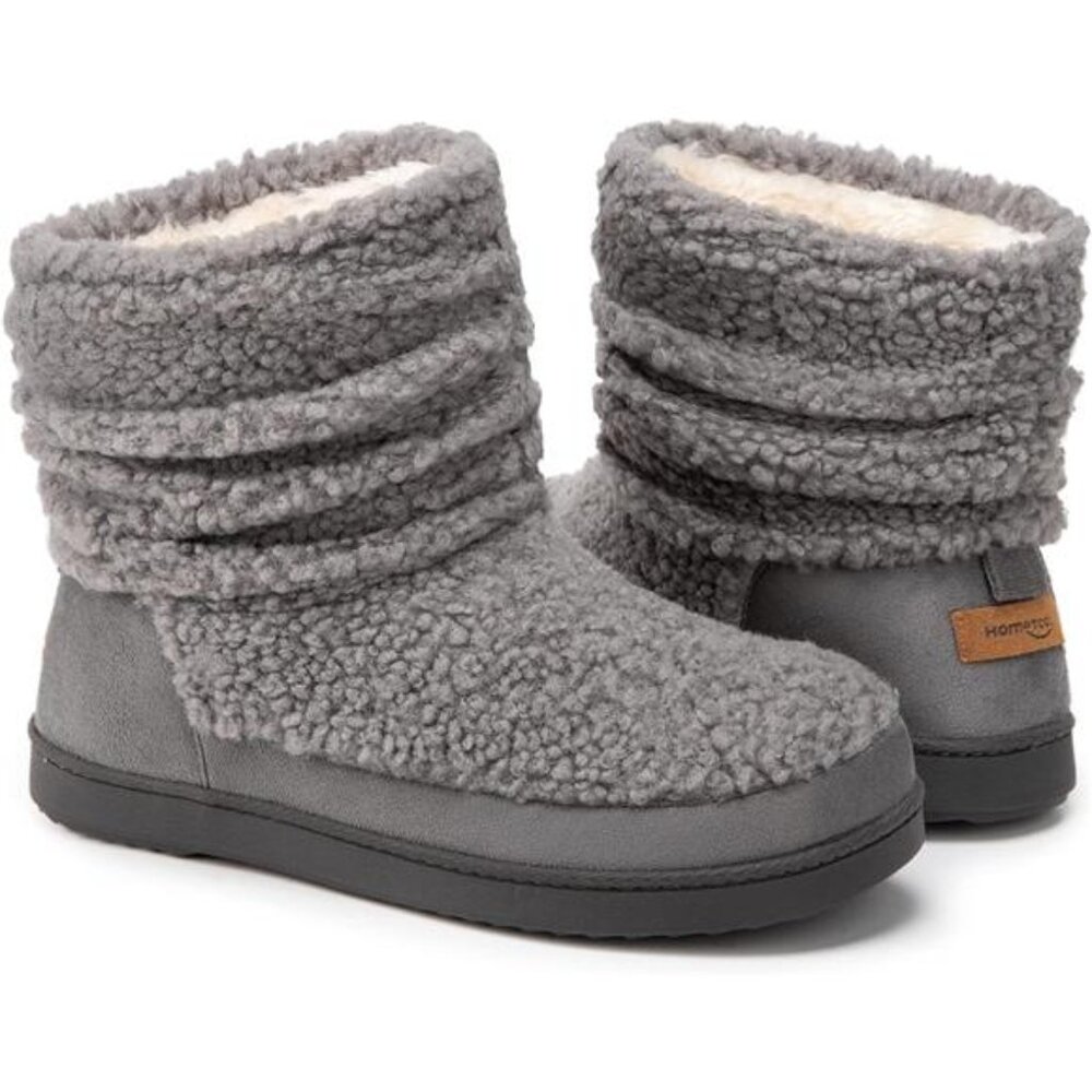 New Women's Bootie Slippers Fuzzy Warm Memory Foam Indoor House Shoes with